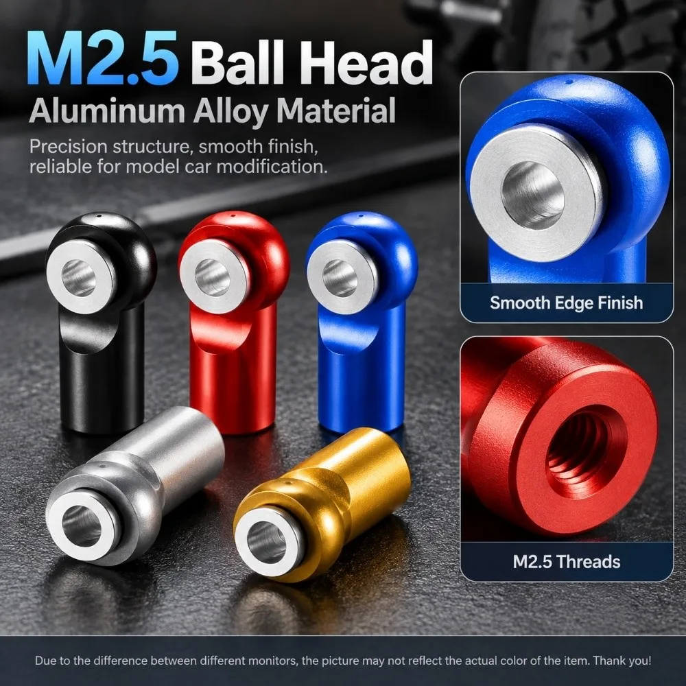 5Pcs Aluminum Alloy M2.5 Rod End Ball Head Joints Holder Tie Head Length 19mm Ball head hole 2.5mm Right-Hand Screw Multicolors