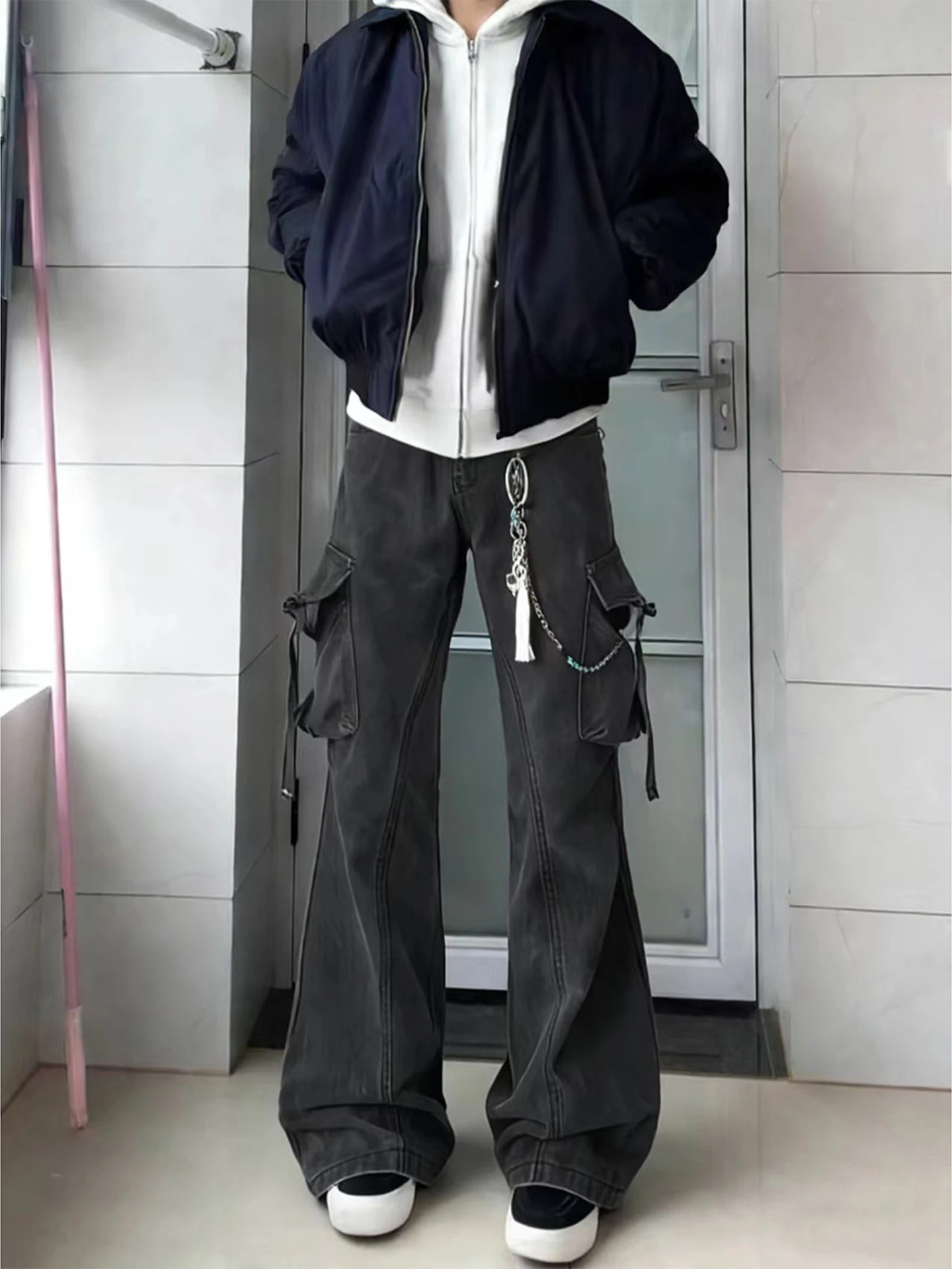 

Мужские джинсовые брюки Thiened Workwear, широкие брюки-клеш в стиле ретро, американский винтаж