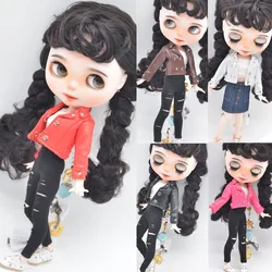 Fashion Red Leather Jacket for 28-30cm Blyth Doll Clothes Accessories Girl Gift Toy