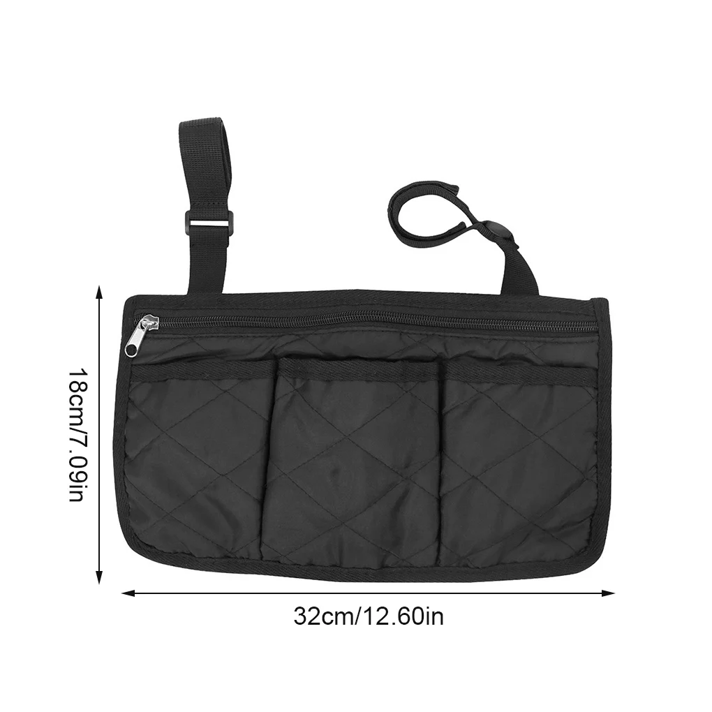 Wheelchair Side Bag Stroller Armrest Organizer Waterproof Portable Storage Pouch with Bright Line