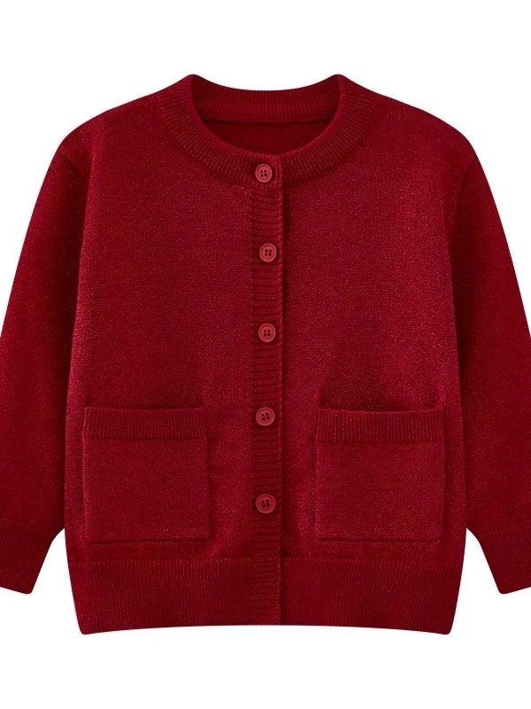 

Новый вязаный кардиган для мальчиков и девочек, хлопковая верхняя одежда для малышей, весна-осень, золотой и серебряный дизайн Tead ket Faio...