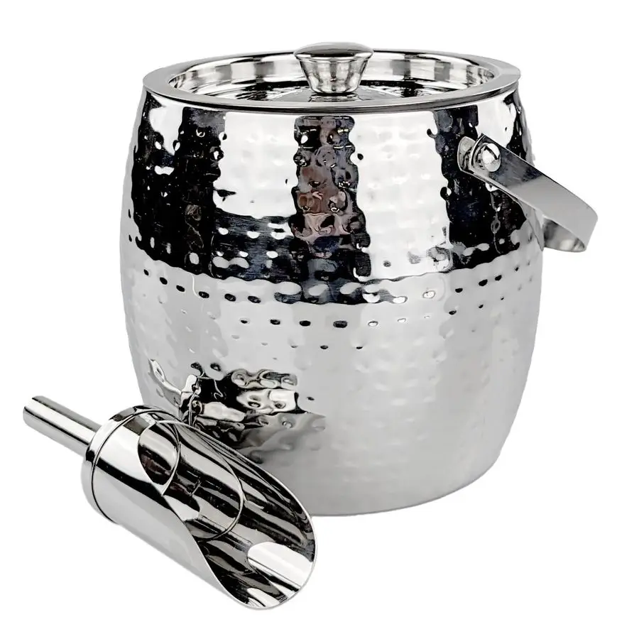 

3QT Insulated Ice Buckets for Parties with Lid and Scoop Iceberg Anchored Wine Chiller Champagne Bucket for Cocktail Bar, Metal