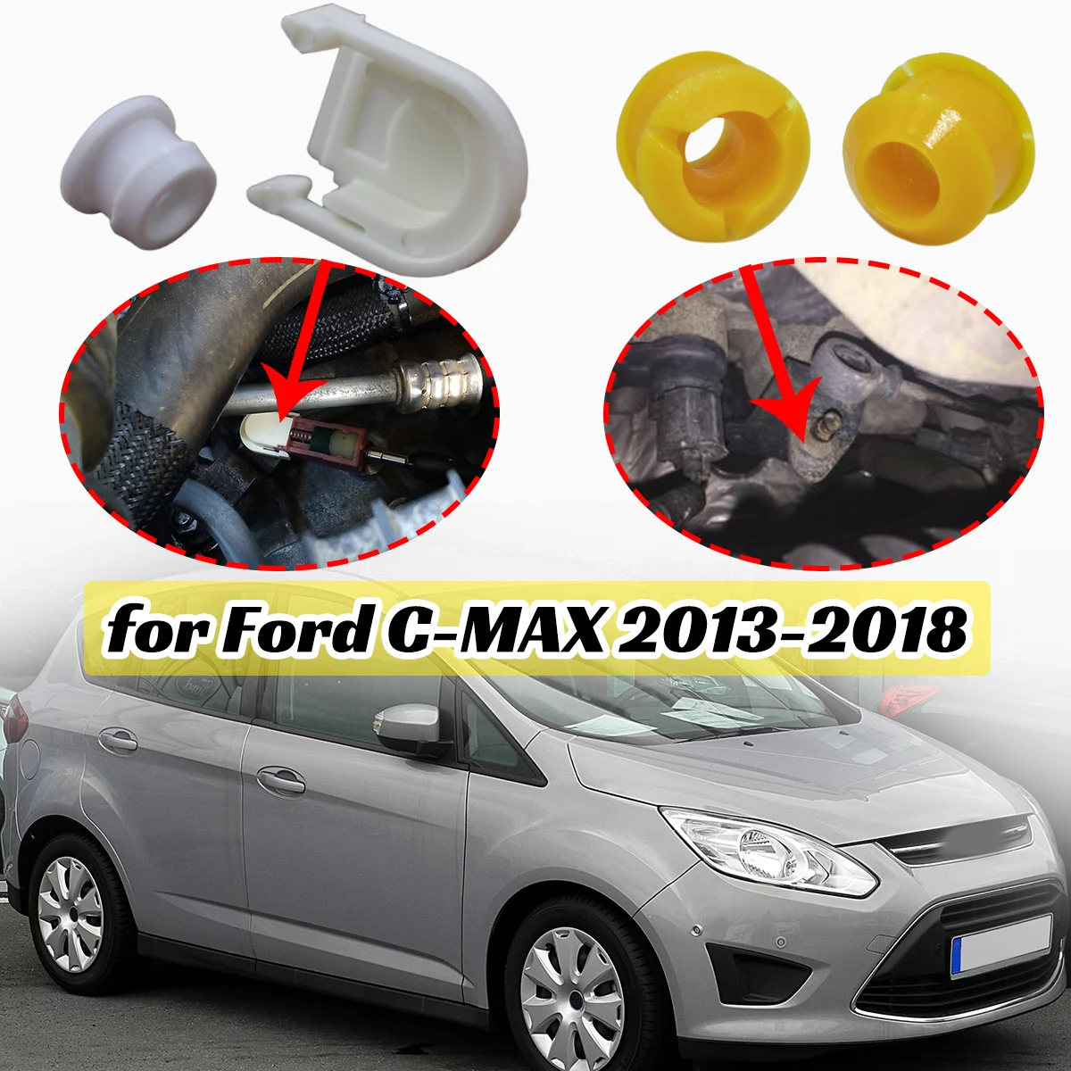 

Shifter Bushing Repair Kit for Ford C-MAX 2013-2018 Gear Shift Cable Linkage Sleeve Connector End Cap Pivot Grommet Selector Kit