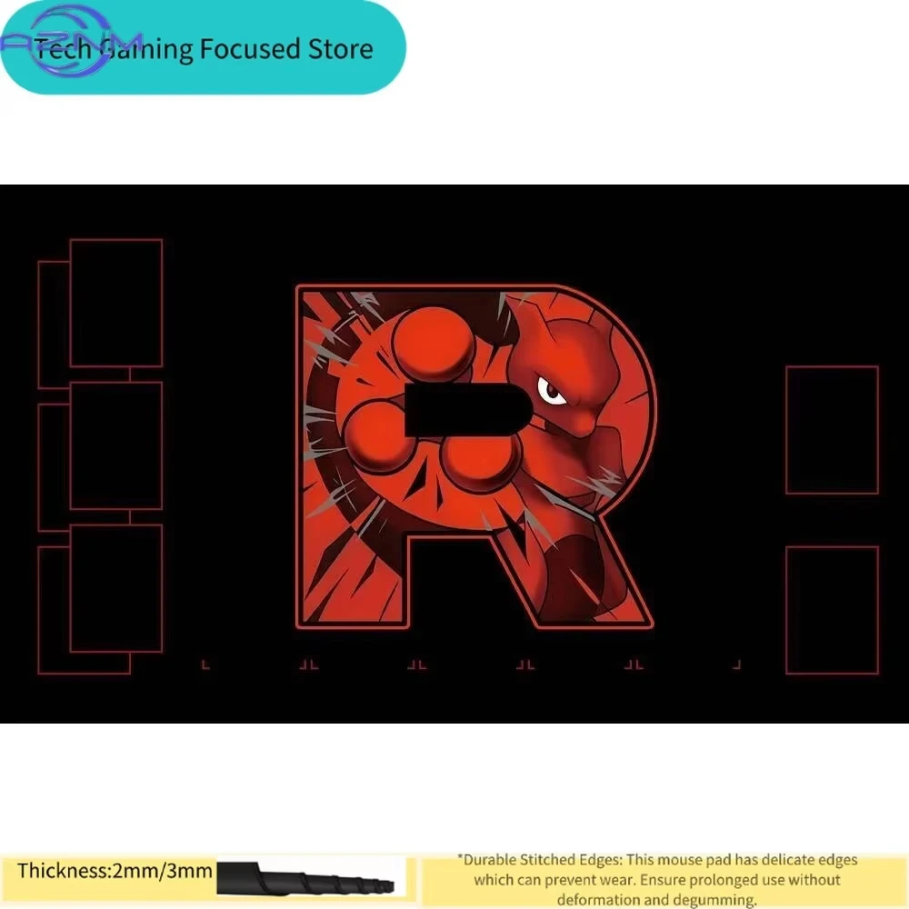 Pokemon Team Rocket TCG Playmat Team Rocket Logo Art With Battle Zones Non Slip Rubber Trading Card Game Mat