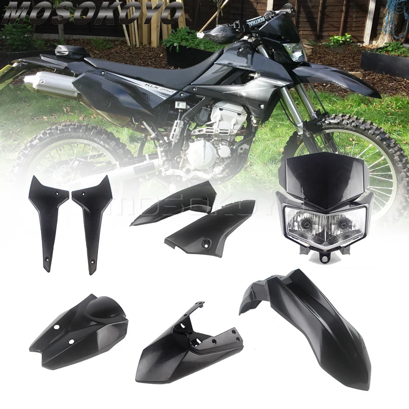 For Kawasaki KLX 250 KLX250 2008-2019 Plastic Full Protect Guard Covers Tank Plate Dirt Bike Fairing Headlights Fender Motocross