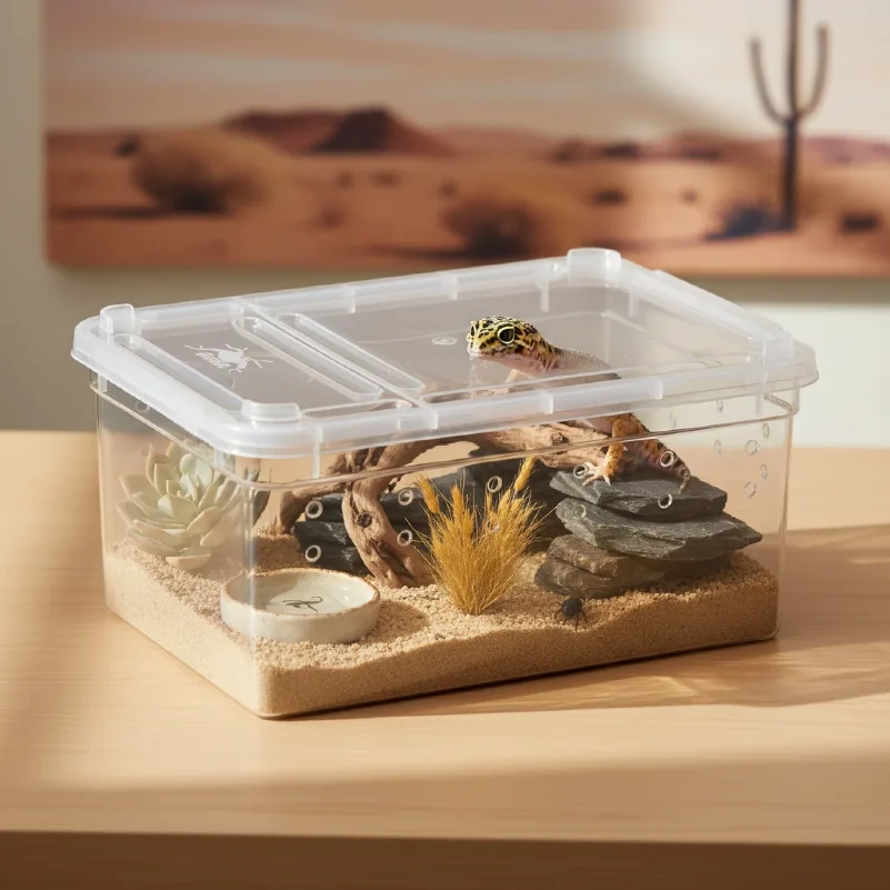 Reptile Breeding Box Transparent Clear Terrarium Habitat Cage Mini Pet Hatching Container for Bearded Dragon Lizard Scorpion