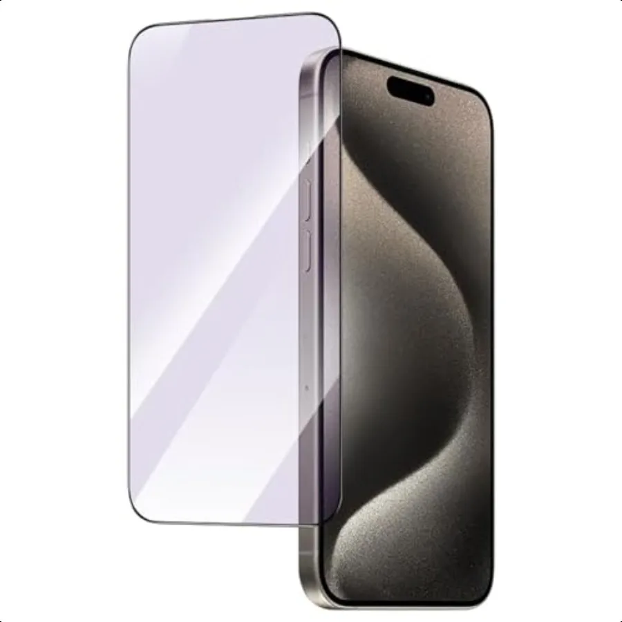 عبوتان من واقي الشاشة المضاد للضوء الأزرق لهاتف iPhone 14 Pro Max HD Clear Blue Light لحماية العين من الزجاج المقسى
