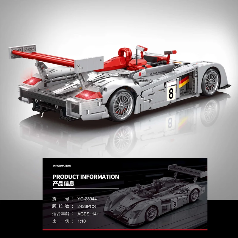 New 1:10 2426pcs MOC Technical Remote Control Sports Car R8 Building Blocks Model Racing Bricks Assembling Kids Toys Gift Set