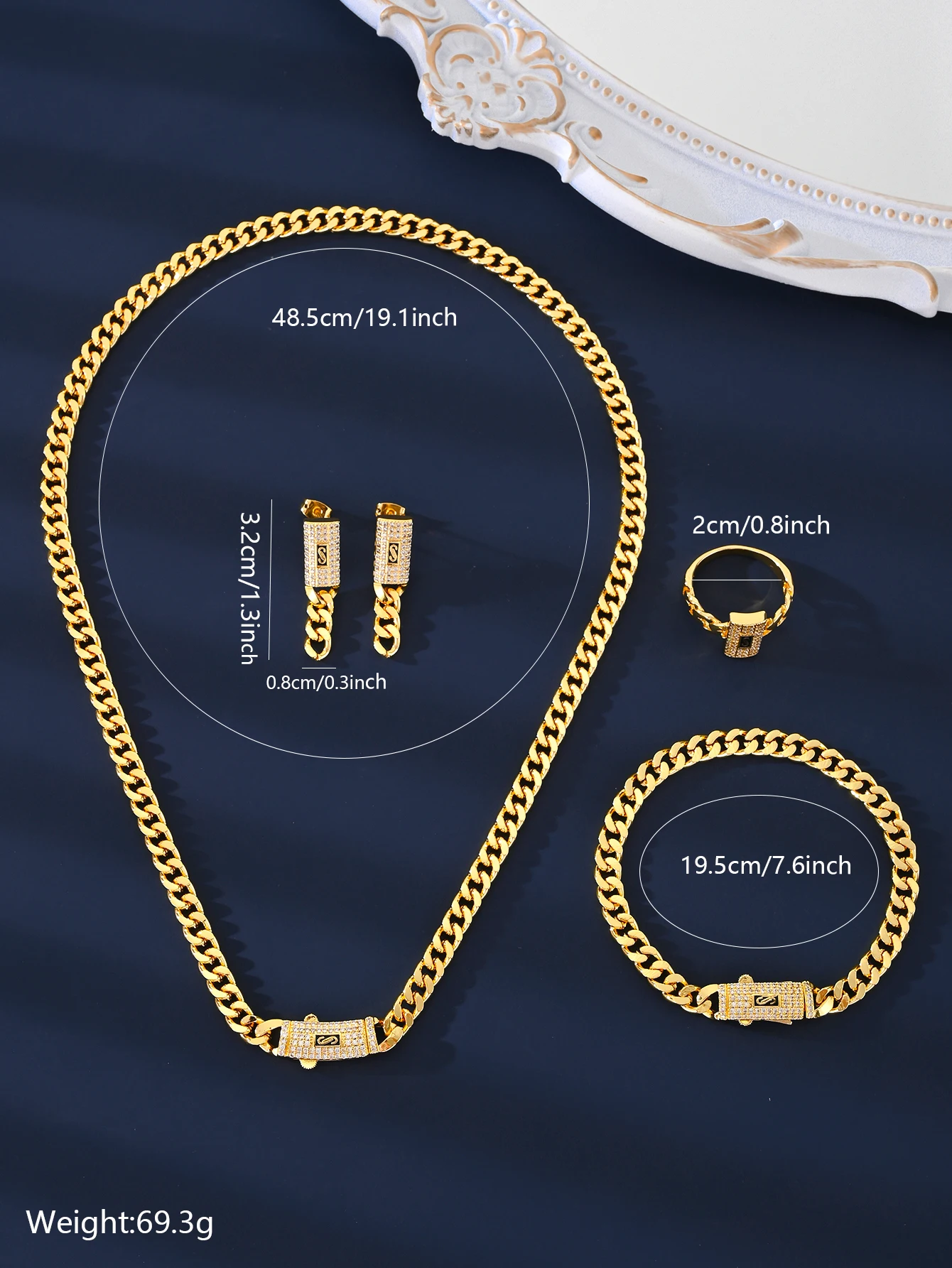 5 Pcs/set Moroccan-style Necklaces, Earrings, Rings and Bracelets for Women Wedding Jewelry 18k-plated Gold Trend Jewelry Gifts
