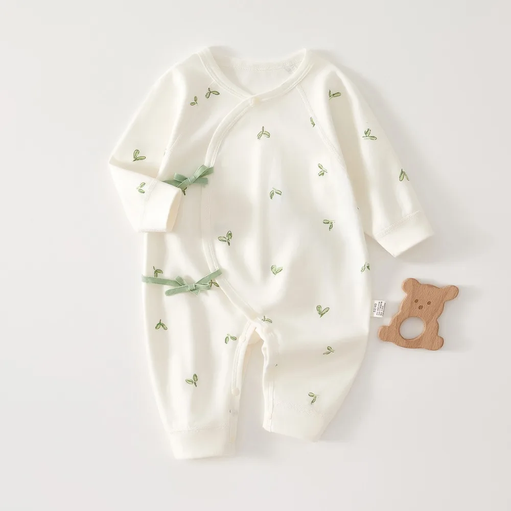 Spring and Autumn Plant Print Pattern Baby Jumpsuit 0-6 Moths Baby Girl Clothing Pure Cotton Baby Boy Jumpsuit