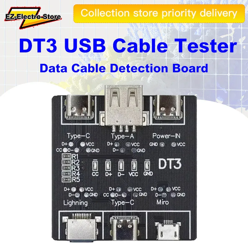 1-3Ps T3 USB Cable Tester Data Cable Detection Board for IOS Micro Type-C Short Circuit on-Off Switching Test Board Tool