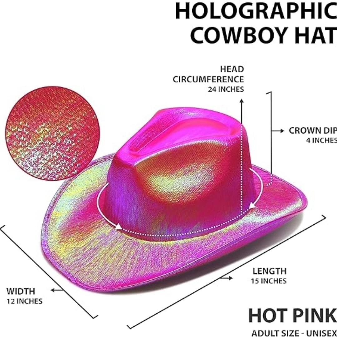 Cowboy Hat Pearlescent Glitter Cowgirl Hat Neon Western Hat Dazzling For Costume Party Halloween Party Concert