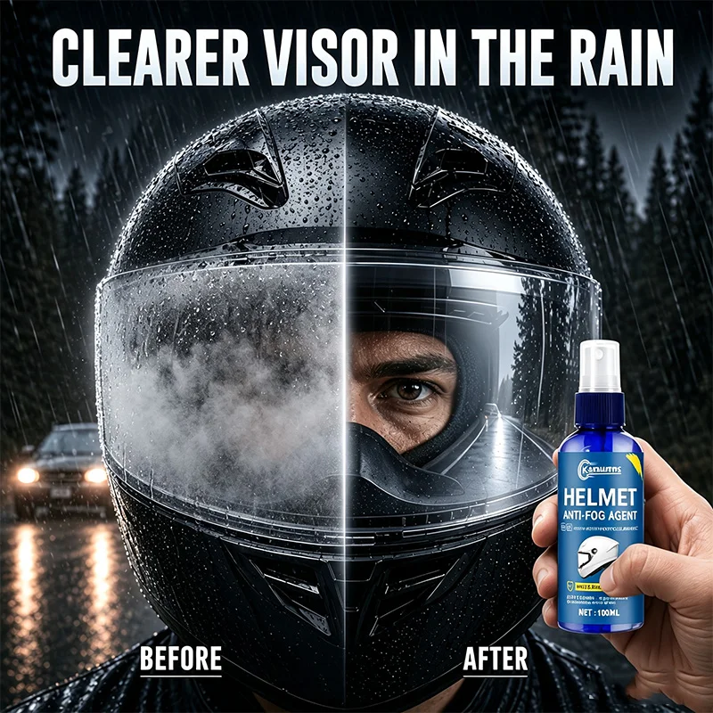 Durable Cycling Helmet Rain and Anti-Fog Lens Spray - Ensures Long-lasting Clear Vision on All Glass and Plastic Surfaces, Using