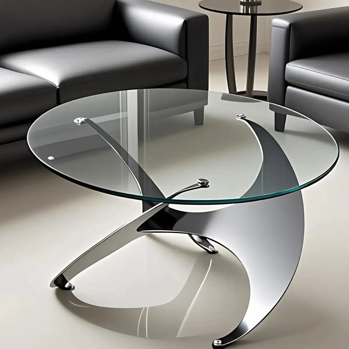 Round simple tempered glass coffee table living room home creative small apartment sofa side table light luxury style