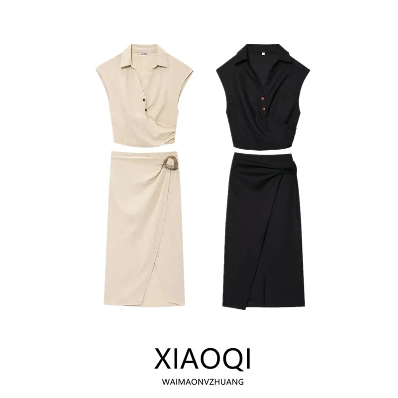

New Summer 2025 Women's Faion Linen Blend Pleated Collared Svel Top Ele Versatile for Busin Or Casual Wear