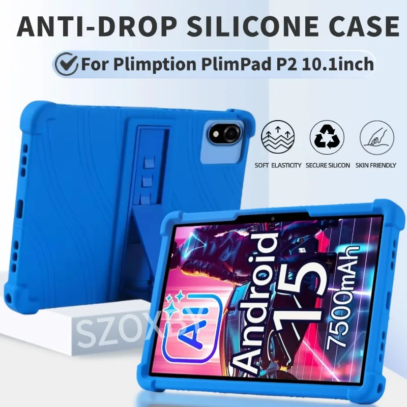 

For Plimption PlimPad P2 Tablet 10.1 inch Android 15 Shockproof Cover Soft Silicon Stand Protective Shell