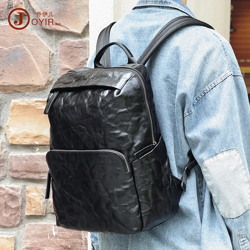 Skeleton-Skin Business Retro Backpack Men's Bag Outdoor Trendy Computer Backpack Leather Casual Backpack Men's