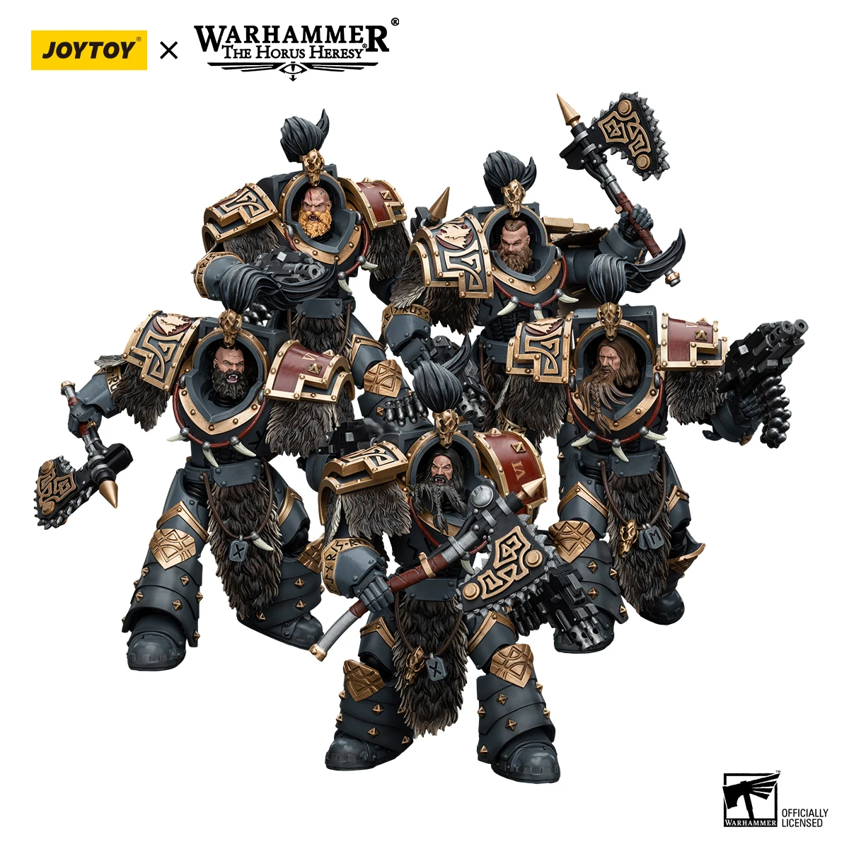 JOYTOY Warhammer 40k 1/18 Action Figures Anime 13.6cm Space Wolves Varagyr Wolf Guard Squad