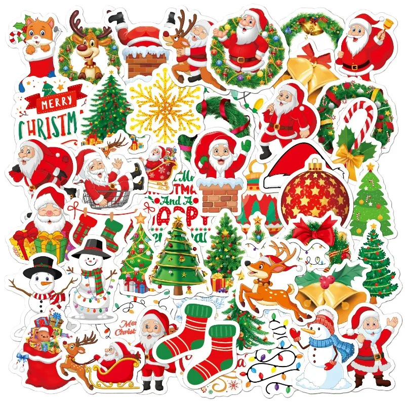 50pcs Waterproof Christmas Stickers Holiday Stickers for Envelopes Gifts Tags Holiday Gifts for Kids Teens, Xmas Party Favorite