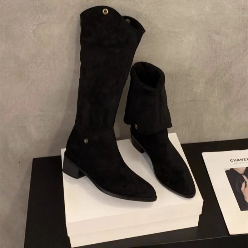 

Весенне-осенние современные ботинки на среднем каблуке с квадратным каблуком, различные способы ношения, новинка 2025, горячая распродажа, женская обувь, однотонные ботинки без шнуровки