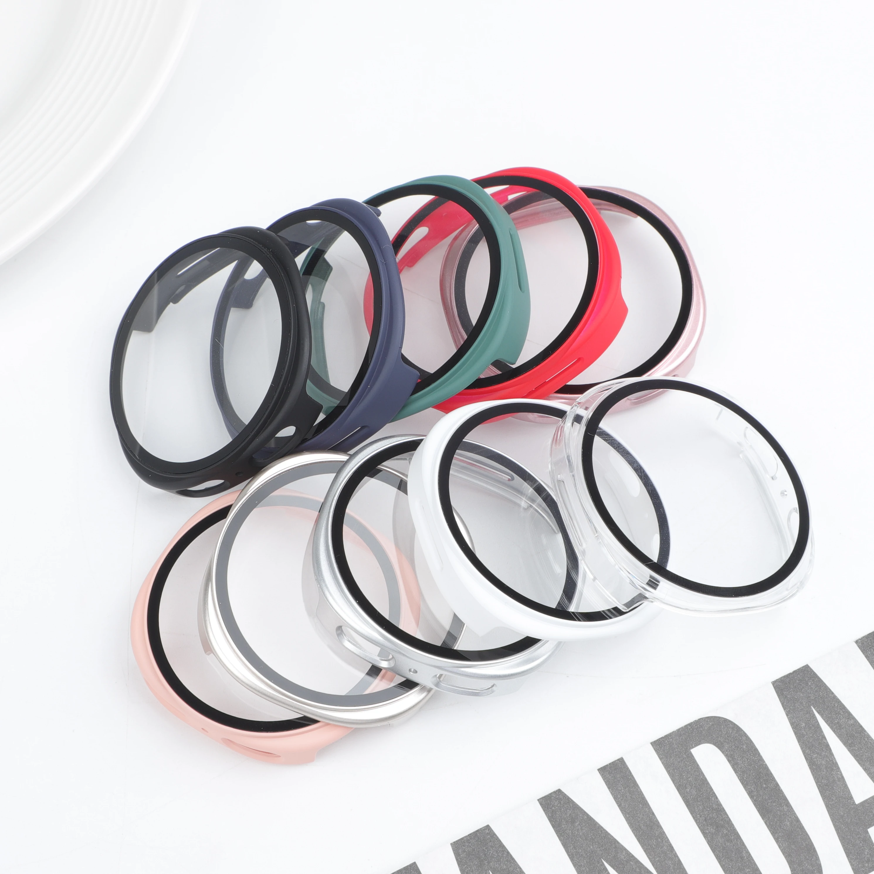 삼성 갤럭시 시계 8 케이스 44mm 40mm 화면 보호기 강화 유리 + PC 범퍼 갤럭시 시계 8 보호 액세서리