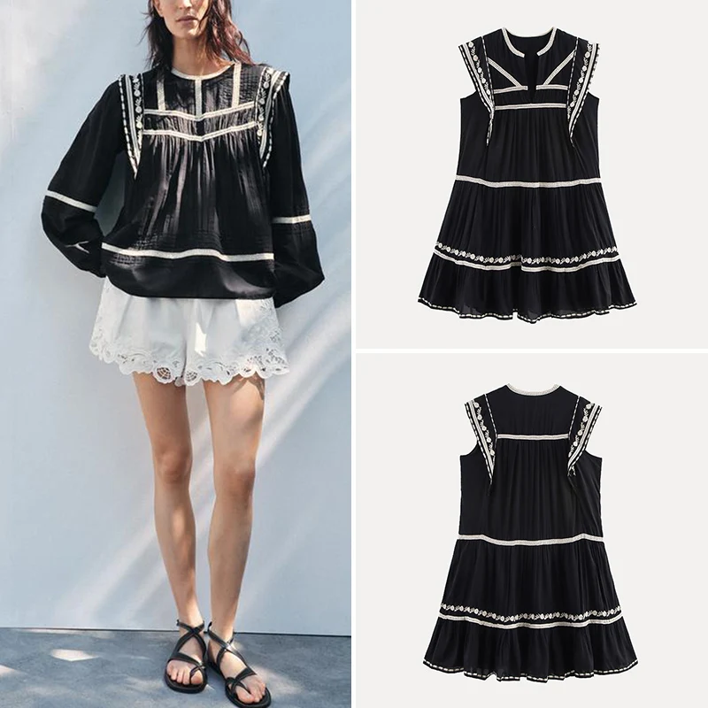 

Spring 2025 Women's Embroidered irt Dr Polyester Fiber Svel Faion Set Z Brand 507047 507049