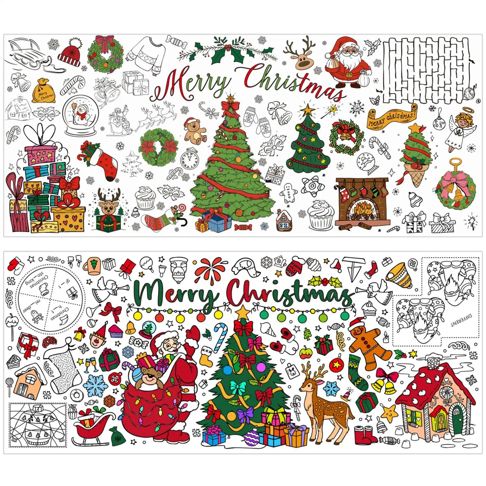 Póster para colorear gigante de Navidad, pancarta artística para garabatos en blanco, mantel, manualidades navideñas para niños, pancarta grande para colorear de papel, regalos