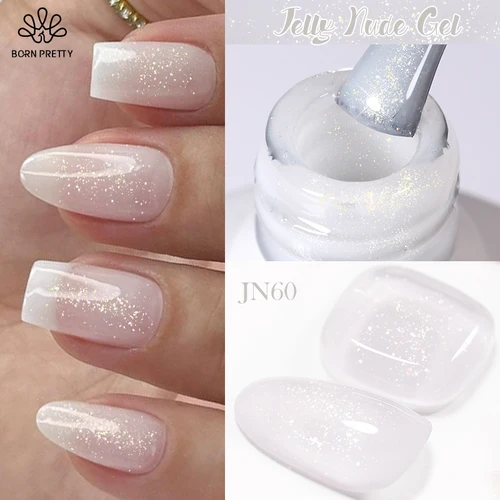 BORN PRETTY 10ml gelatina blanca lechosa esmalte de uñas en Gel desnudo brillo esmalte de Gel transparente iridiscente brillante Varnis semipermanente