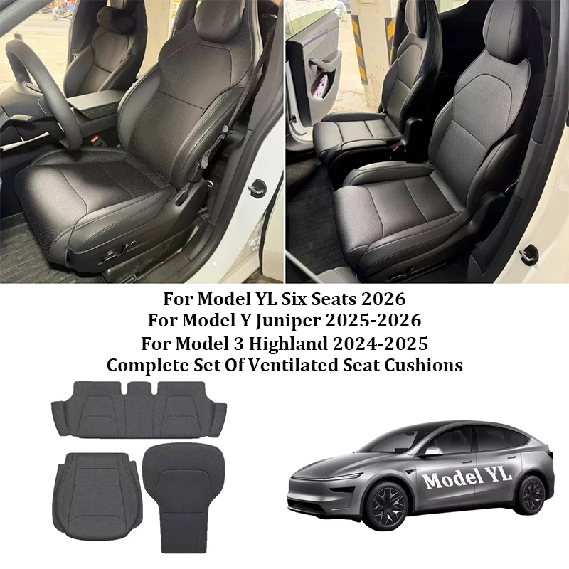 Car Seat Covers For Tesla Model 3/Y/YL Juniper 2026 Nappa Leather Breathable All Season Rear Seat Protector Pad Auto Accessories