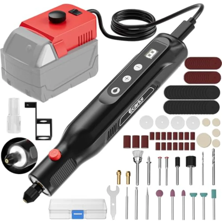 

Cordless Rotary Tool Kit Compatible with Milwaukee 18V Battery 25000RPM 5-Speed and 108 Accessories Dog Nail Grinder with LED L