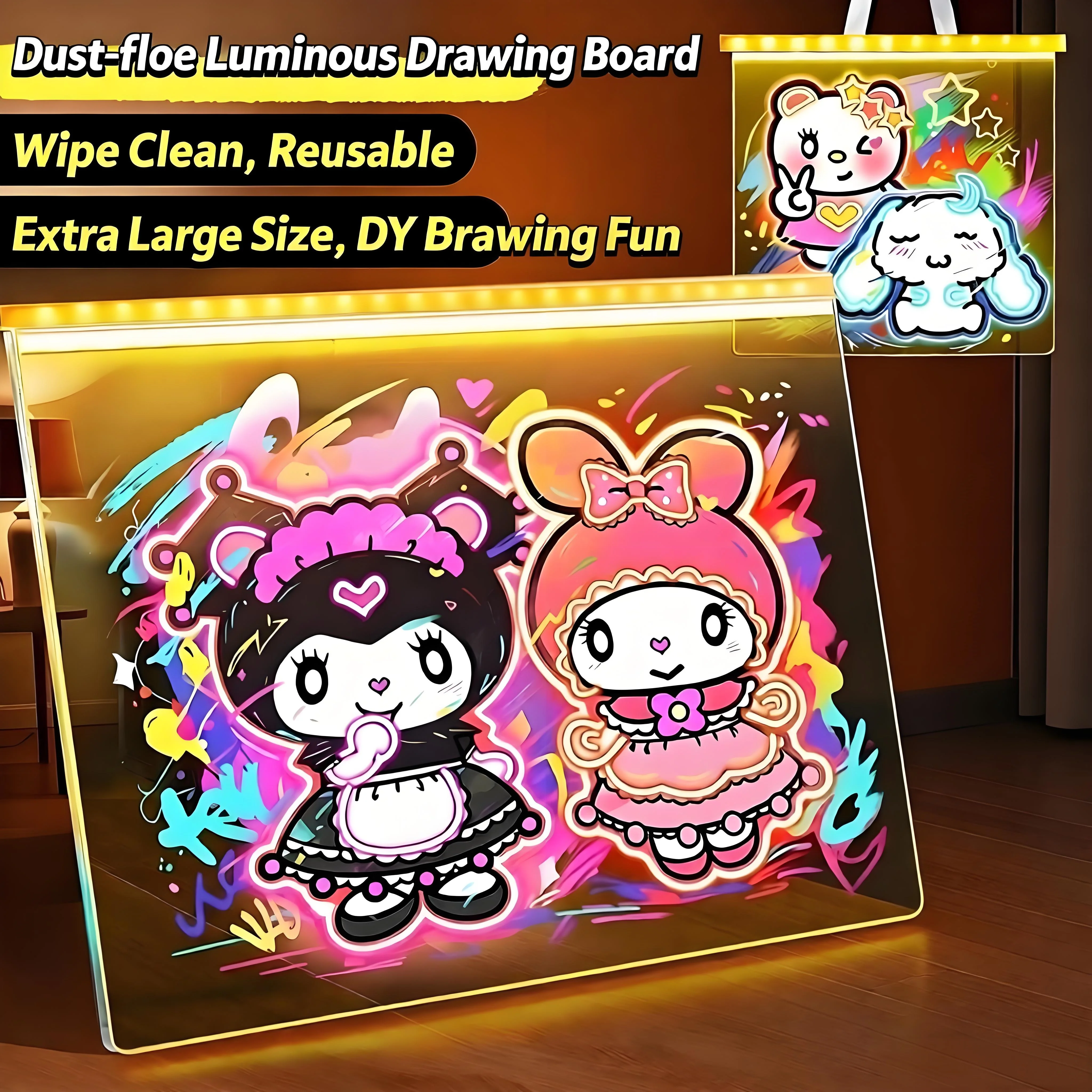 LED Note Board DIY Acrylic Message Board Children‘s Drawing Board With Night Light Colorful Pens Kids Persent Birthday Gift