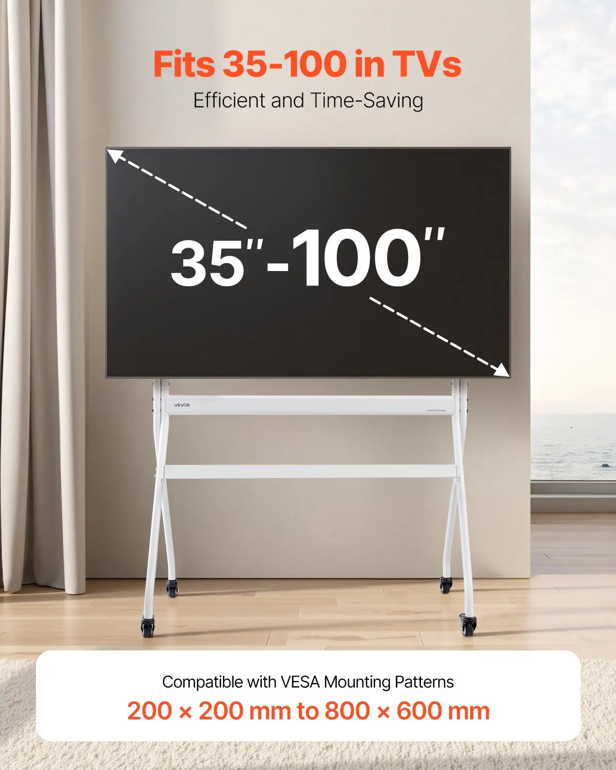 

Rolling TV Stand, Mobile TV Cart For 35-100 Inch LED/LCD/OLED Flat/Curved TVs, Portable Monitor Stand With Wheels Hold Up To
