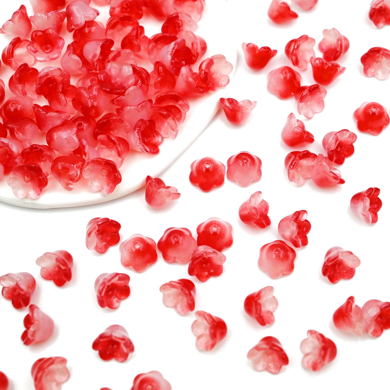 Red White Flower Lampwork Beads Loose Bellflower Glass Crystal Beads For Jewelry Making Bracelet Diy Handmade Craft Accessories