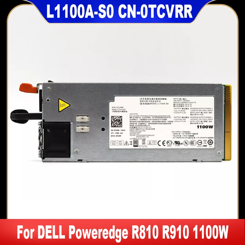 

Original For DELL R910 R810 R510 T710 1100W Server Power Supply L1100A-S0 TCVRR 0TCVRR PS-2112-2D1-LF 1Y45R 01Y45R Fast Ship