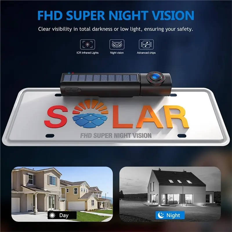 ABZZ-Solar Wireless Backup Camera 1080P 5