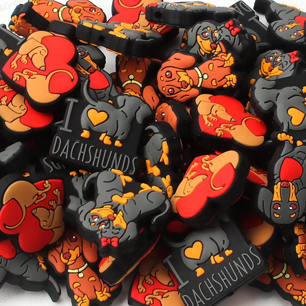 5/20/50 قطعة الألماني تحت عنوان سيليكون الخرز القلب لطيف البؤري الخرز زوجين مجموعة لصنع القلم مجوهرات سوار ذاتي الصنع المفاتيح ديكور