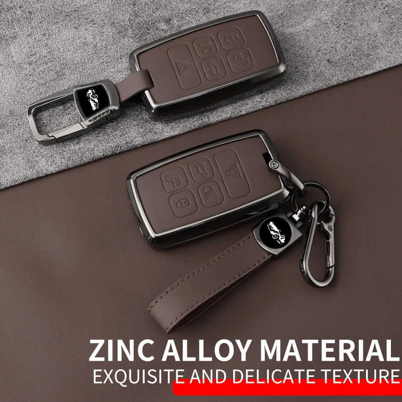 

Metal Leather Car Key Case Cover For Land Rover Range Rover Evoque Discovery Sport Velar For Jaguar XE XF E-Pace F-Pace Keychain