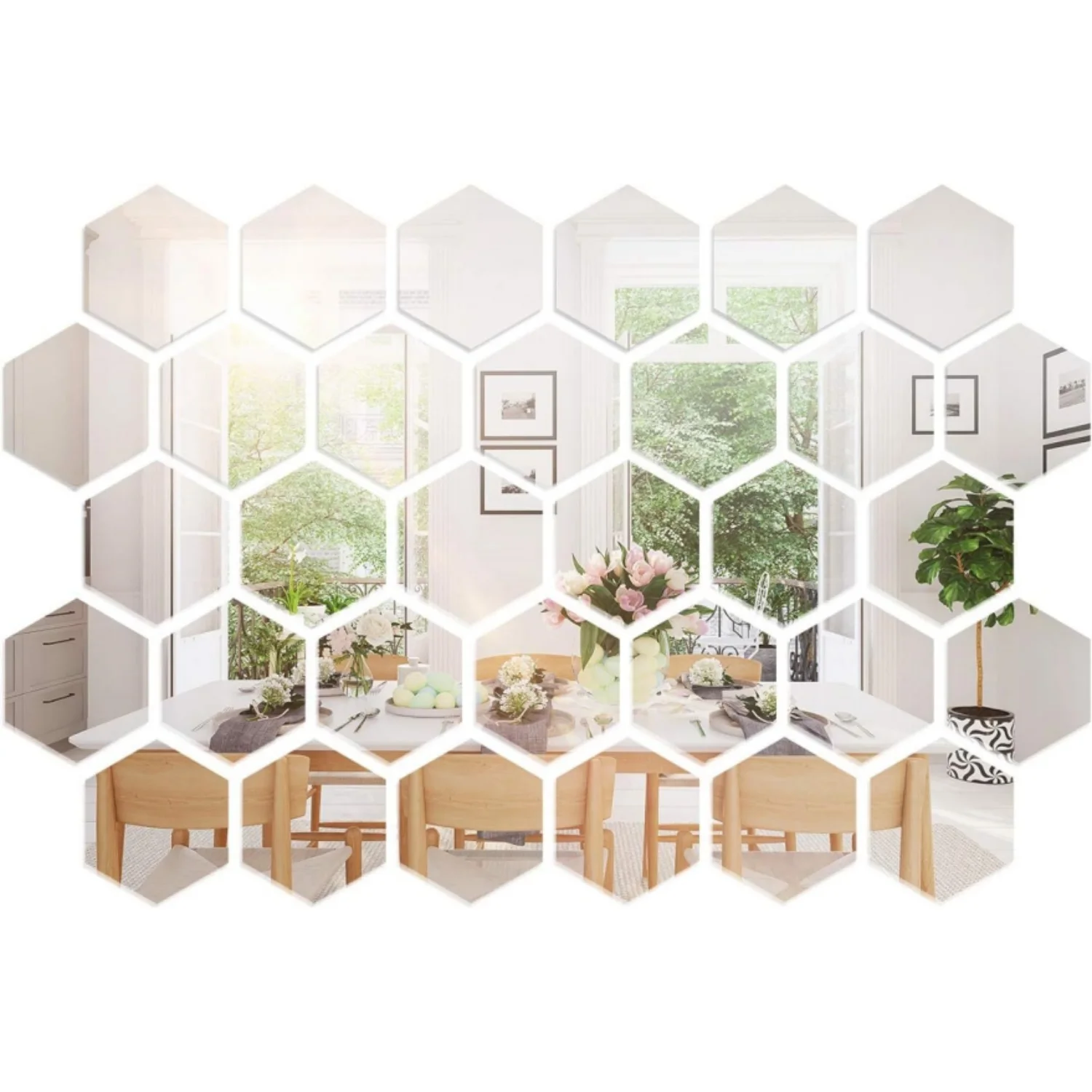 Wall Stickers 12PCS Wall Decor Removable Stickers DIY Acrylic Mirror Stickers for Walls Hexagon Non Glass Mirror for Room Decor