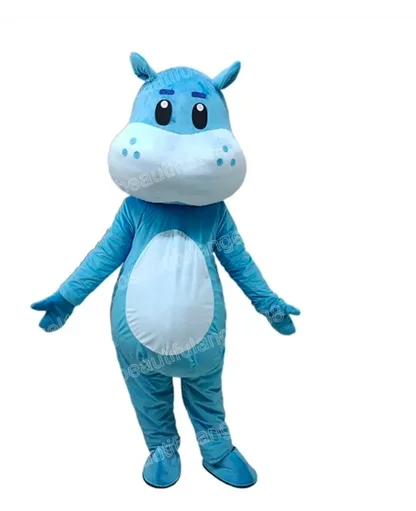

New Adult Hot Sale Foam Cute Halloween Blue Hippo Cartoon Mascot Costume Plush Christmas Fancy Dress Halloween Mascot Costume
