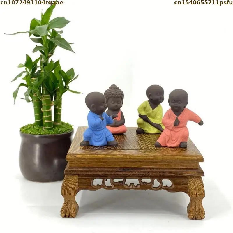 Figurines Vase Flower Pot Sorting Table Tea Sets Pedestal Bonsai Plant Shelf Display Stand Miniature Wood Candy Table Furniture