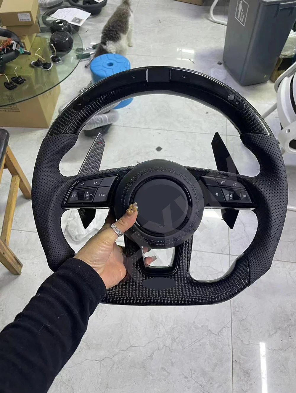 Upgrade Carbon Fiber LED Leather Car Steering Wheel For Audi RS A3 A4L A5 A6L A7 A8 q3 q5 q7 S3 S4 S5 RS3 RS4 Customized