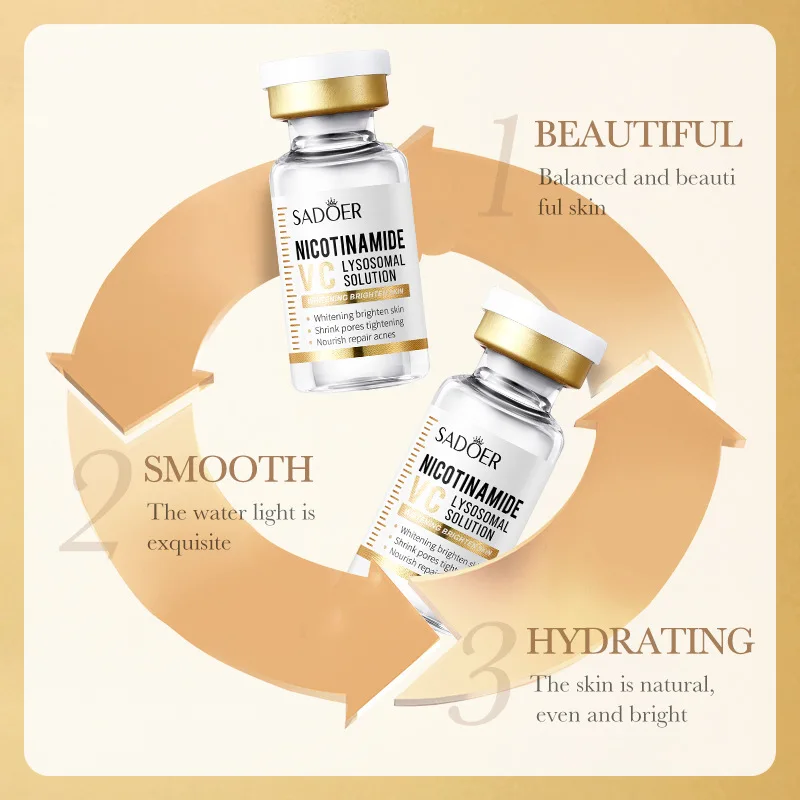 SADOER مصل الوجه النياسيناميد فيتامين C تجميد مسحوق مجفف مجموعة بقعة حب الشباب تقليص المسام مزيل التجاعيد ثبات تبييض