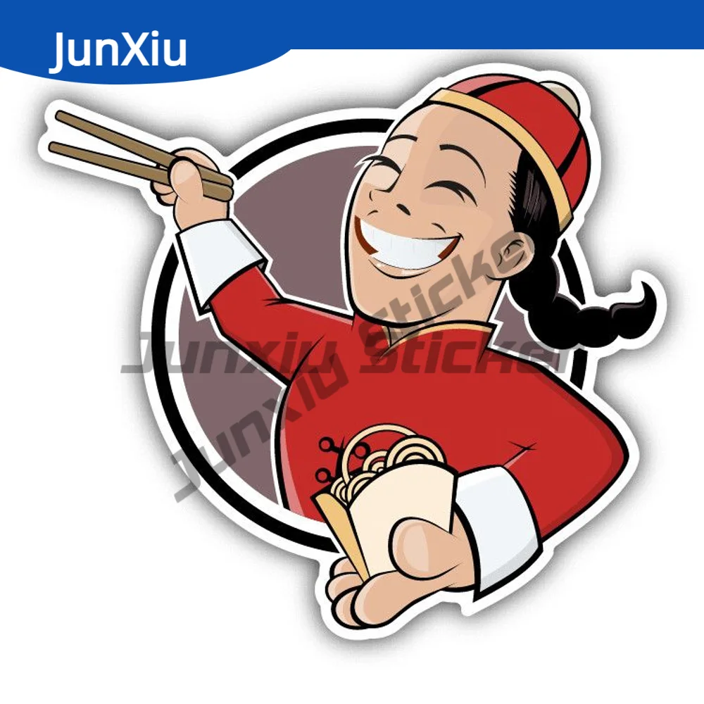 

Cartoon Chinese Man Chopsticks Funny Sticker Camper Car Laptop Bumper Phone Guitar Yacht Sunscreen Decal Car Occlusion Scratch