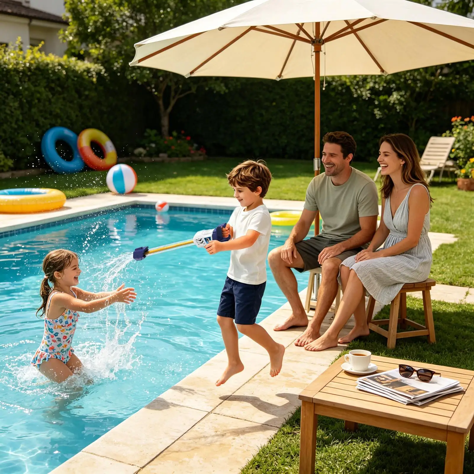 Pool Squirter Toys 15-Holes Pull-Out Swimming Pool Game Water Toys For Boys Girls Ages 4-12 Outdoor Backyard Beach Lake Park