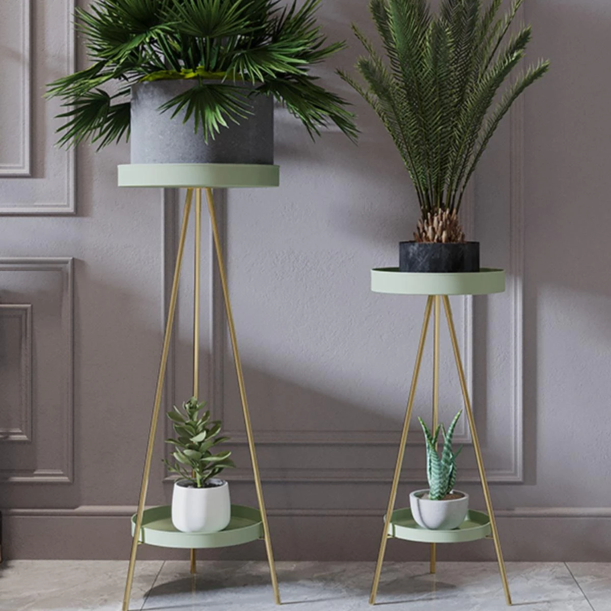 Light Luxury Indoor Flower Rack Multi-layer Floor-standing Flower Rack Modern Storage Rack Living Room Green Rose Metal Iron Flo