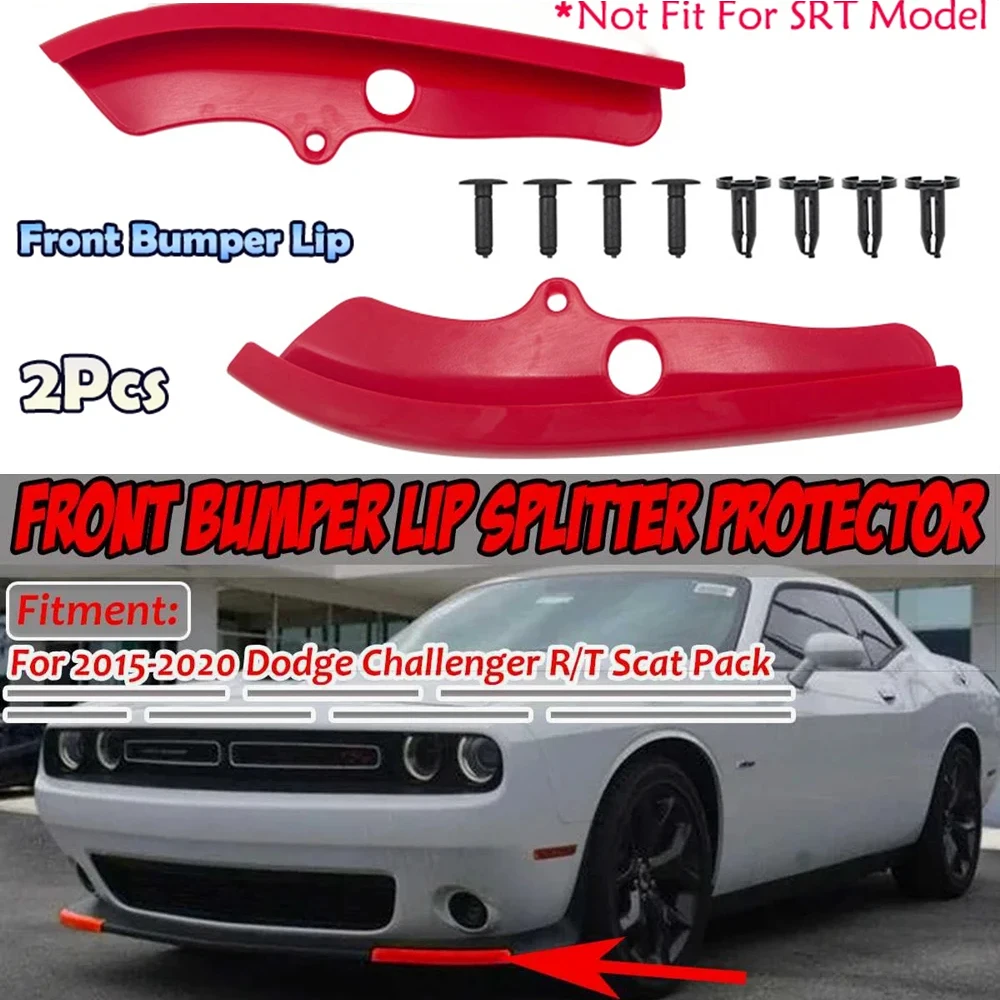 

2Pcs Car Front Splitter Bumper Lip Protector Strip Diffuser Spoiler Splitter Guard For Dodge Challenger RT/Scat Pack 2015-2020
