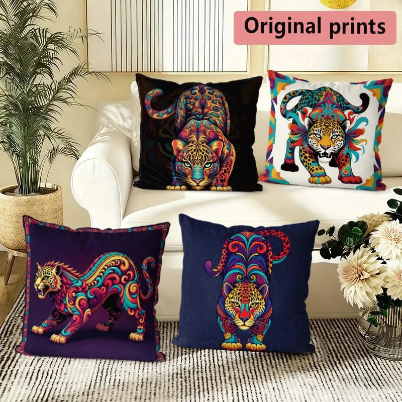 Bohemian Leopard Print Pillow Covers Pattern Cushion Cover Suitable for Sofa Bedroom Car Pillow Cover