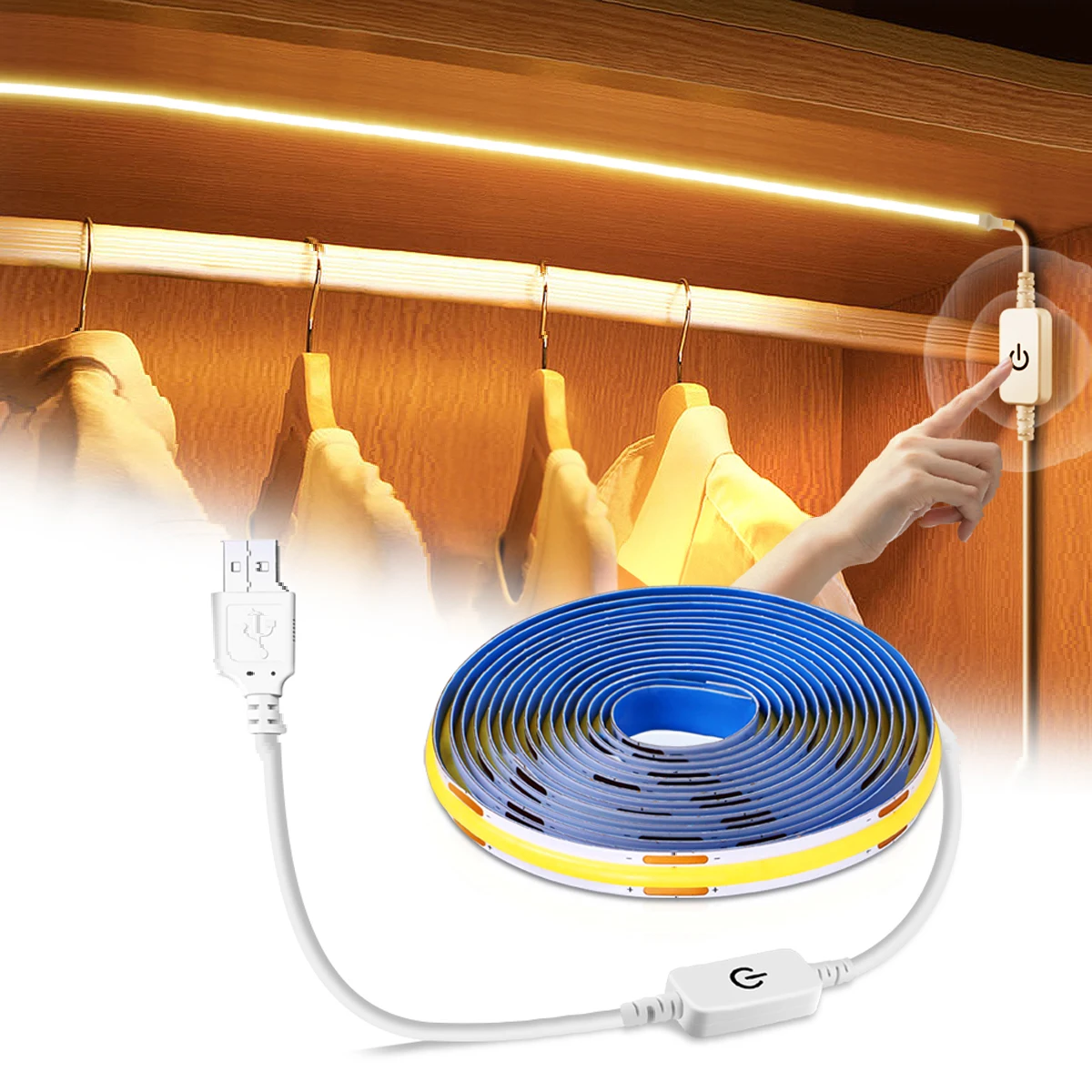 

1-5m 5V USB LED Strip With Touch Control Swtich Dammable Decoration Ribbon LED Dimmer for Kitchen Cabinet Backlight Night Lamp