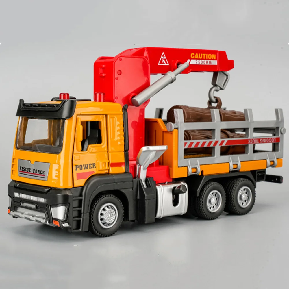 1:32 Timber Transportation Crane Toys Models Cars Alloy Diecast 2 Doors Opened Miniature Engineering Vehicles Toddler Kids Gifts