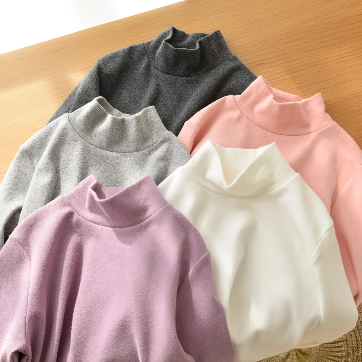 

2025 Autumn New Children Bottoming Shirts Solid Girls Turtleneck Warm Tops Cotton Boys Long Sleeve Pullover Tops Kids Clothes